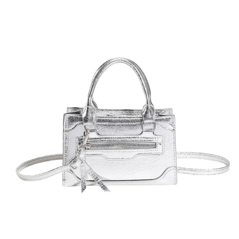 Women Fashionable Simple Solid Color Zipper Square Crossbody Bag