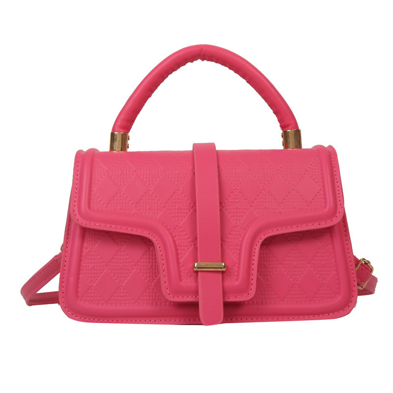 Sac à bandoulière carré en PU à rabat rhomboïde de couleur unie pour femme