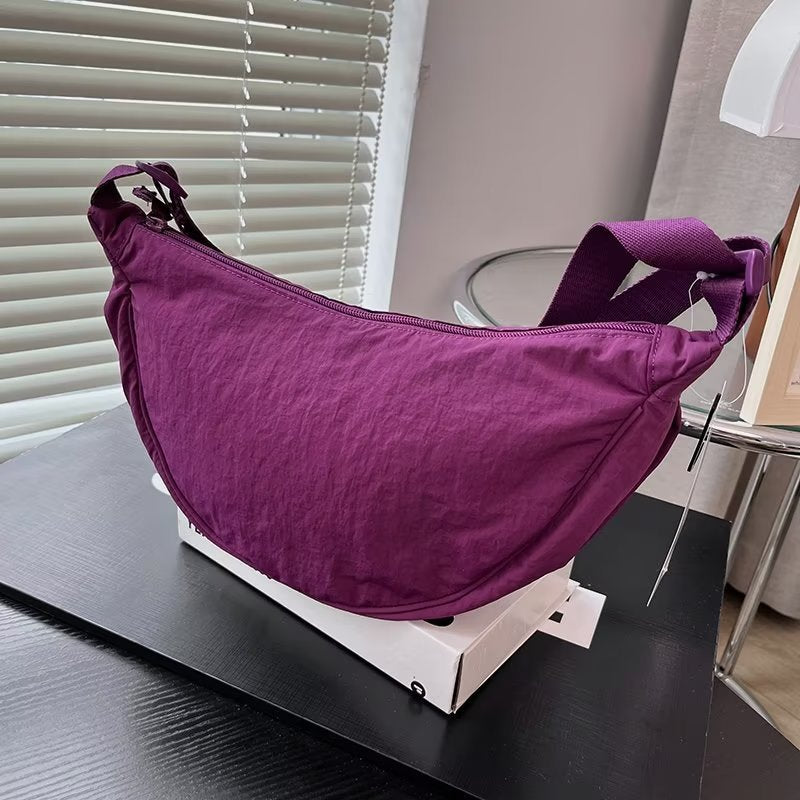 Women Casual Solid Color Waterproof Lightweight Dumpling Shaped Crossbody Bag