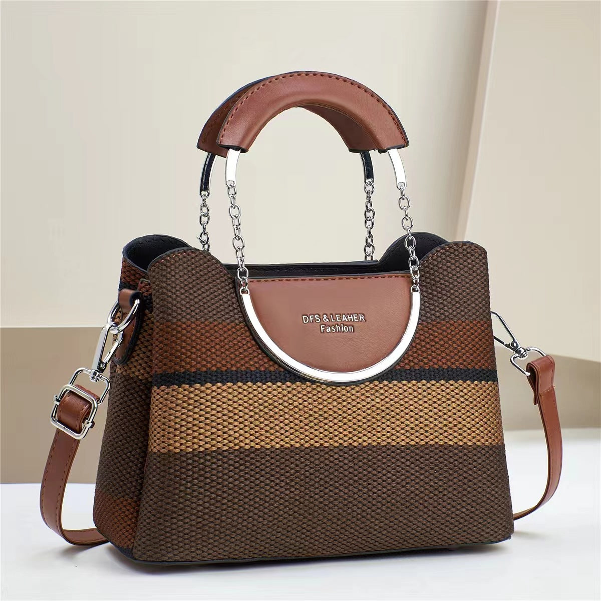 Sac à main carré tissé à blocs de couleurs pour femmes, grande capacité