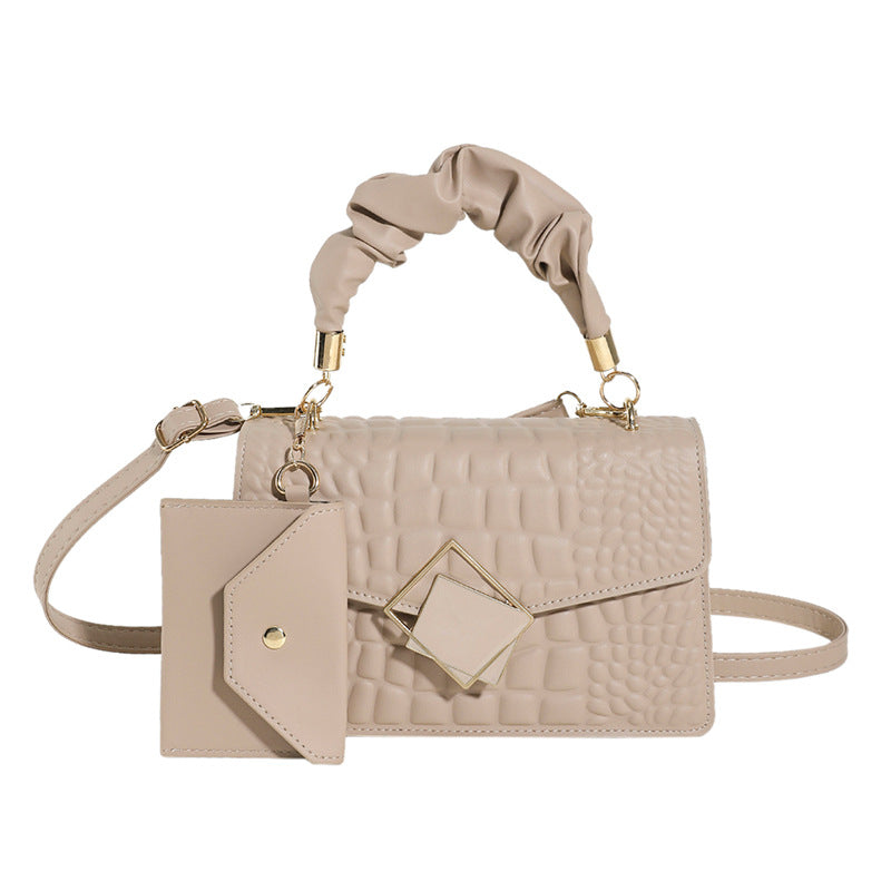Fashion Solid Color Crocodile Embossed Shoulder Bag