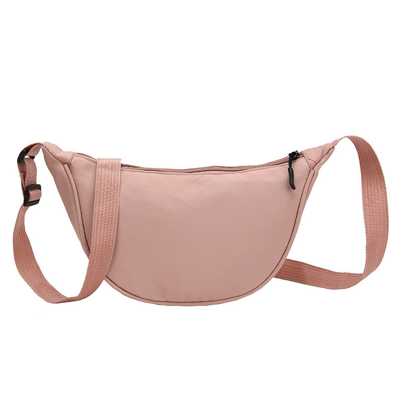 Sac à bandoulière simple et tendance pour femme, couleur unie, fermeture éclair, forme boulette