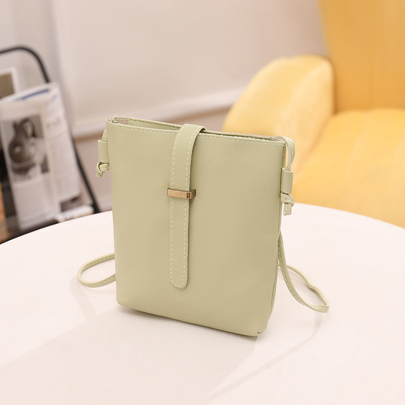 Women Fashionable Simple Solid Color Square Zipper Mini Single Shoulder Crossbody Bucket Bag