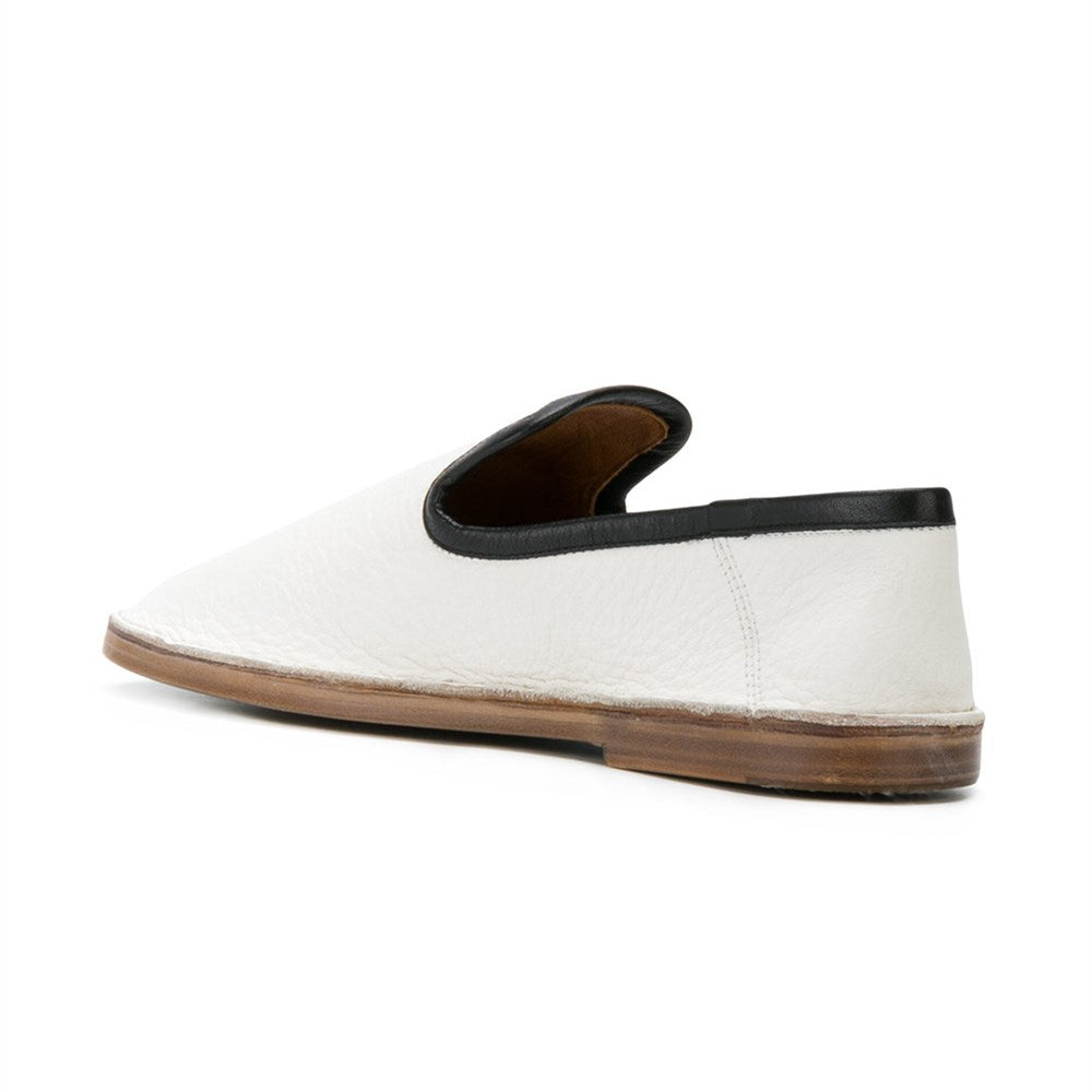 White Round Toe Black Trim Comfortable Flats Loafers for Women