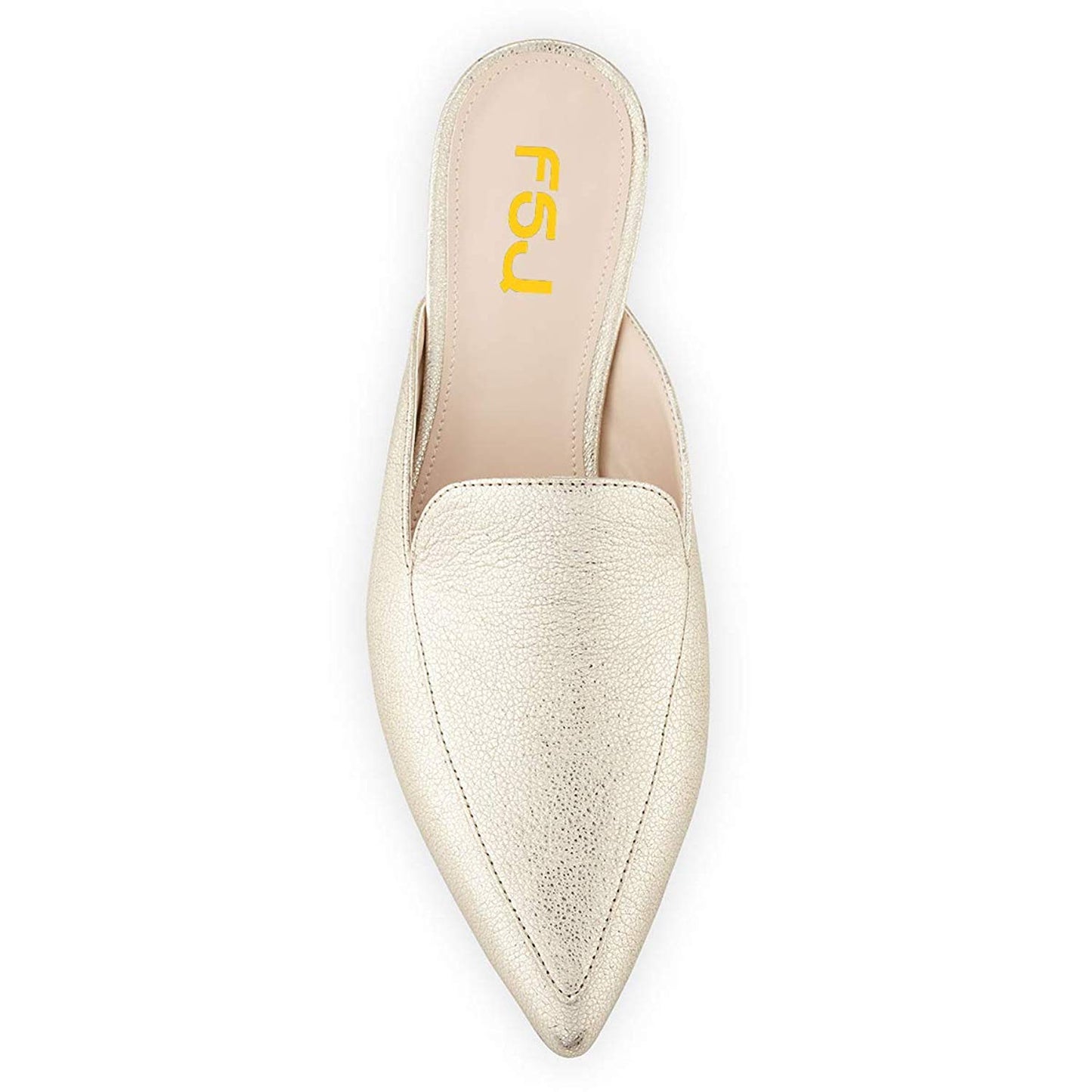 Champagne Pointed Toe Block Heel Mule Loafers for Women