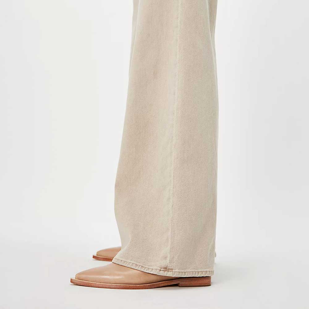 Women's Nude Vegan Leather Slip On Flat Mules Closed Toe Shoes