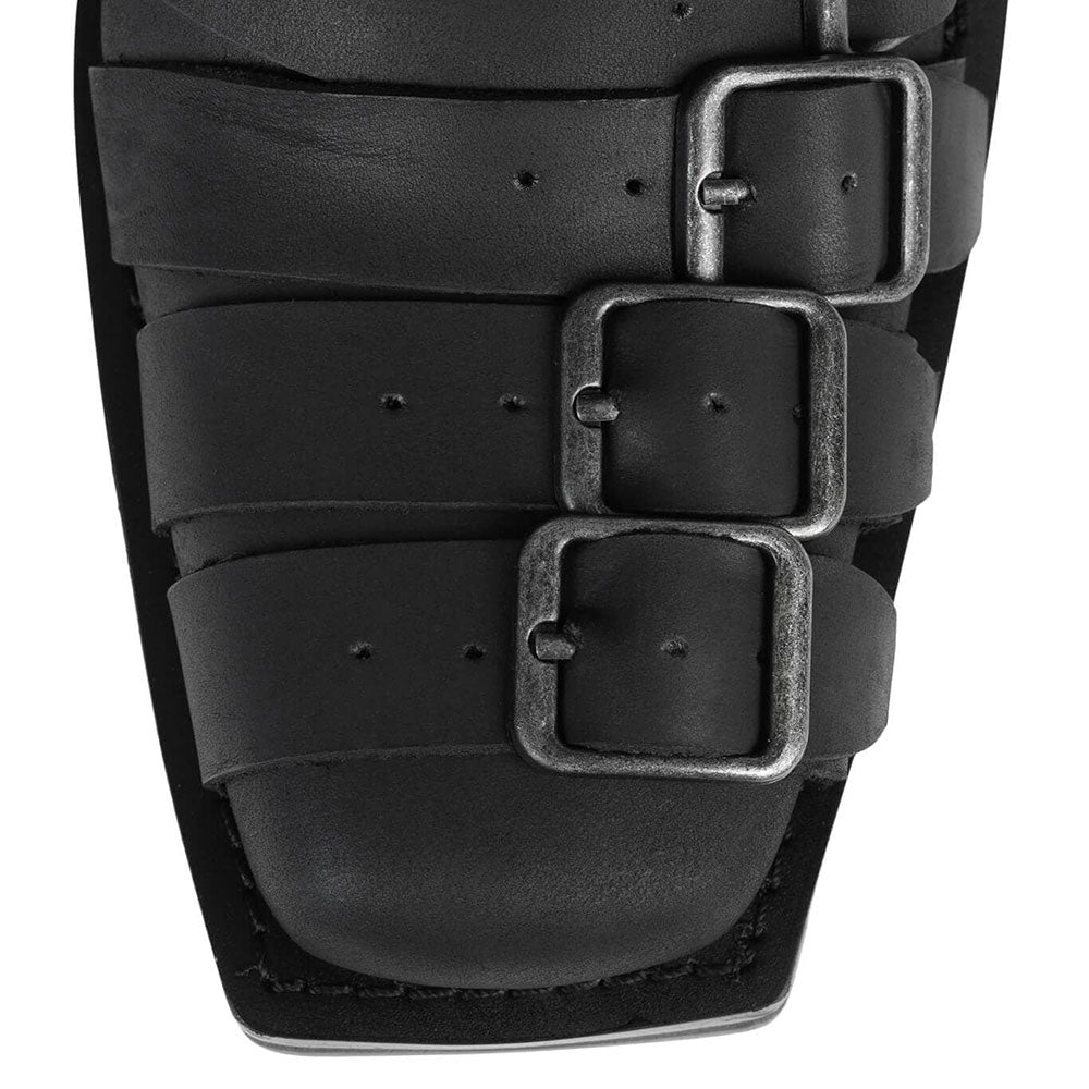 Black Square Toe Block Heel Ankle Boots with Multi-strap