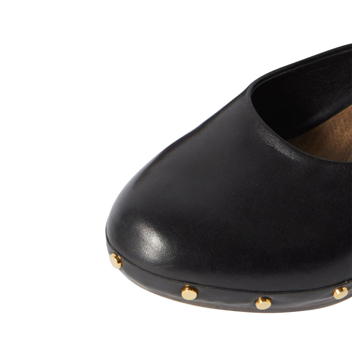 Black Clogs Shoes Round Toe Kitten Heel Slip On Mules for Women