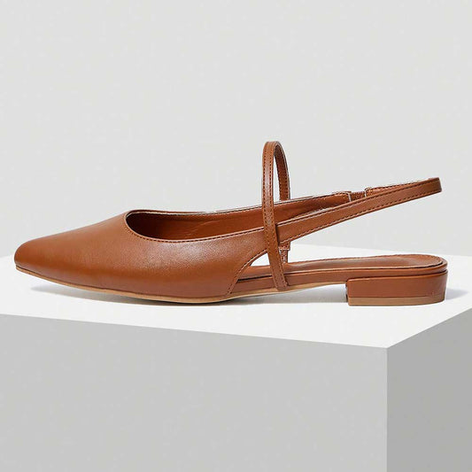Chic Closed Pointed Toe Strappy Women's Slingback Flats in Brown