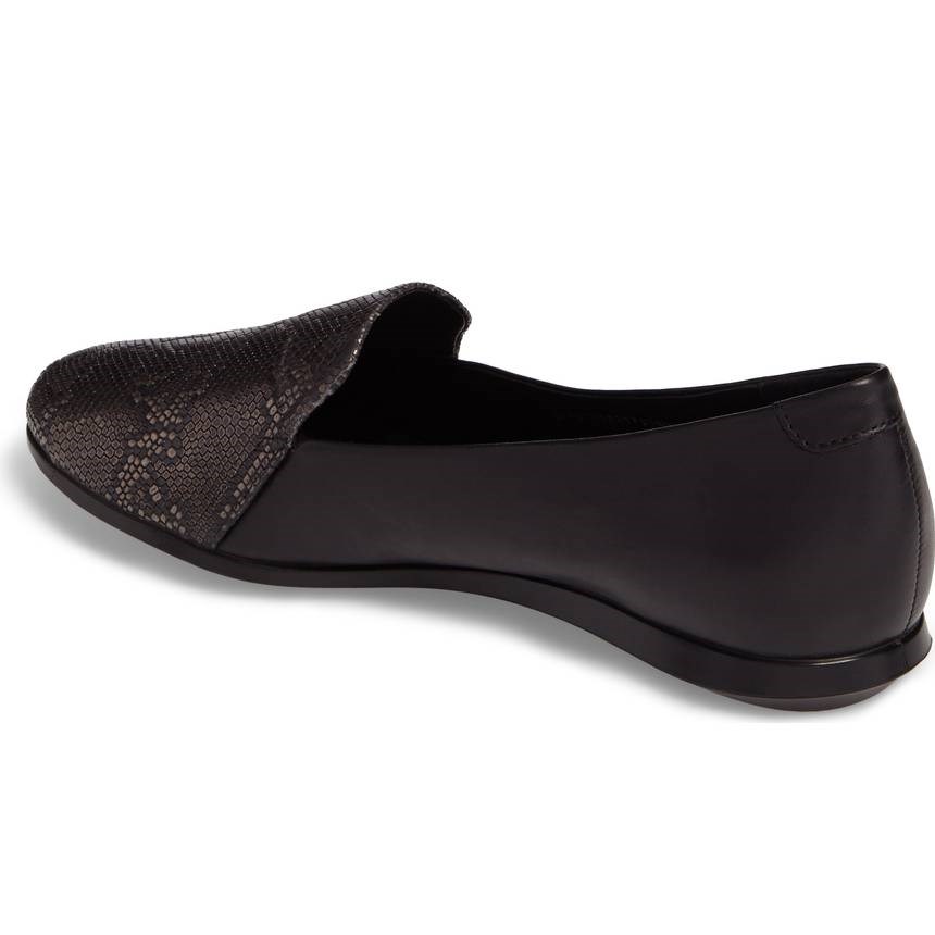 Black Python Round Toe Flats Loafer Shoes Women