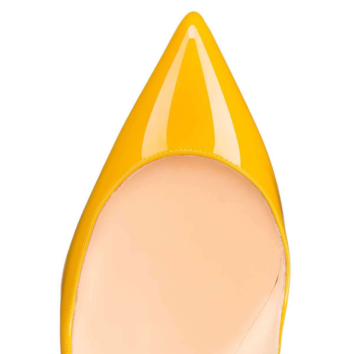 Yellow Patent Leather Stiletto Shoes Pointy Toe Office Pumps Heels