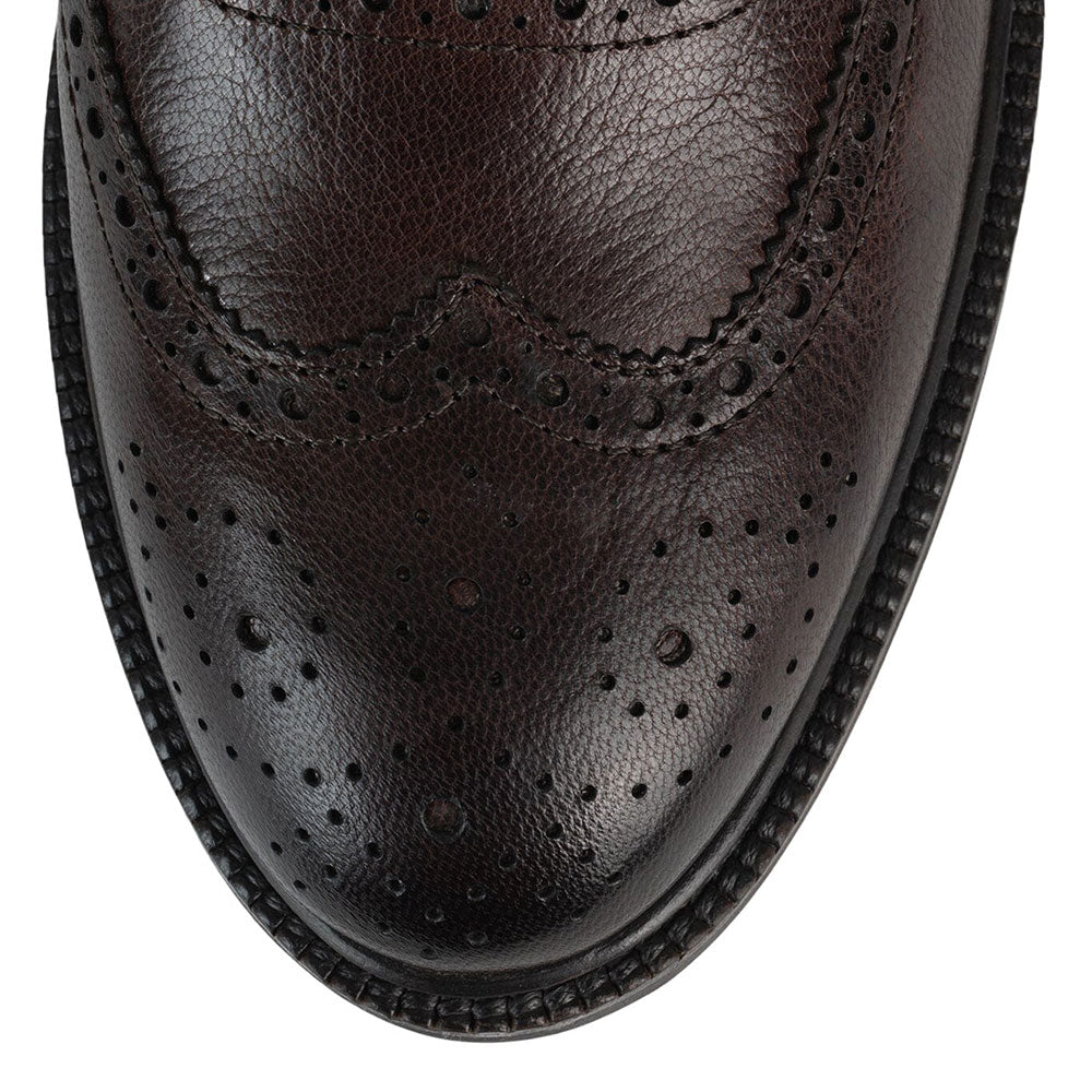 Dark Brown Round Toe Lace Up Vintage Wingtip Flats