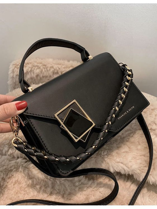 Sac à bandoulière carré vintage de couleur unie