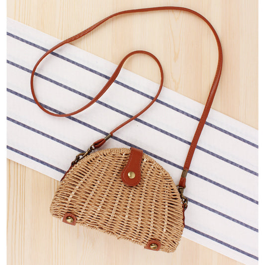 Women Pastoral Woven Beach Crossbody Bag