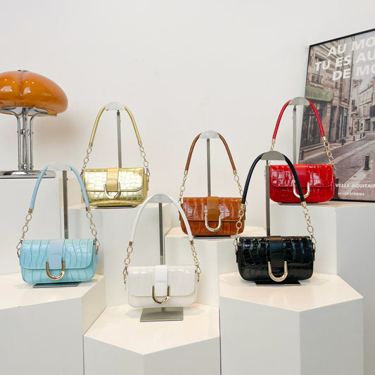 Sac à bandoulière carré à rabat pour femme, style décontracté et tendance, avec motif pierre