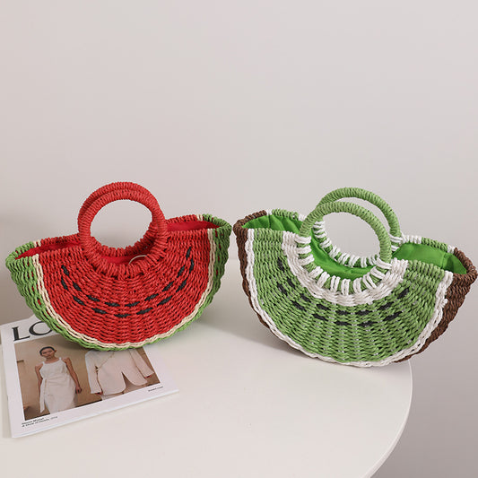 Creative Fruit Shape Large Capacity Woven Straw Handbag