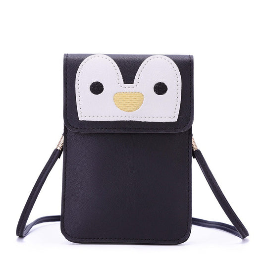 Sac messager pour téléphone portable à écran tactile, motif renard et pingouin, tendance et tendance pour femmes