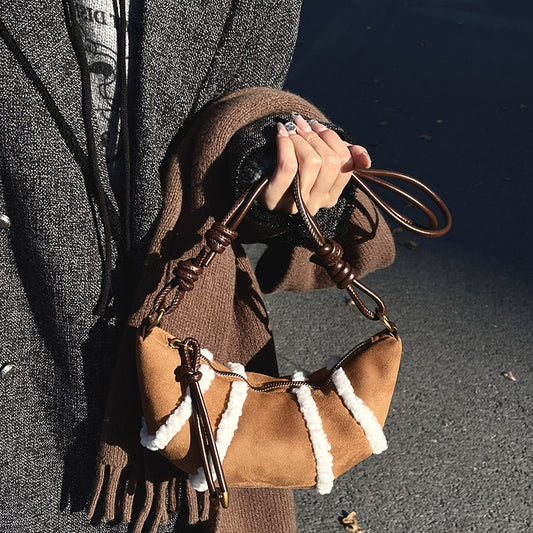 Vintage Patchwork Mini Horn Crossbody Bag