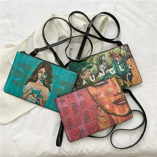 Sac à bandoulière à fermeture éclair pour femme, motif animal, grande capacité, tendance, avec imprimé dessin animé