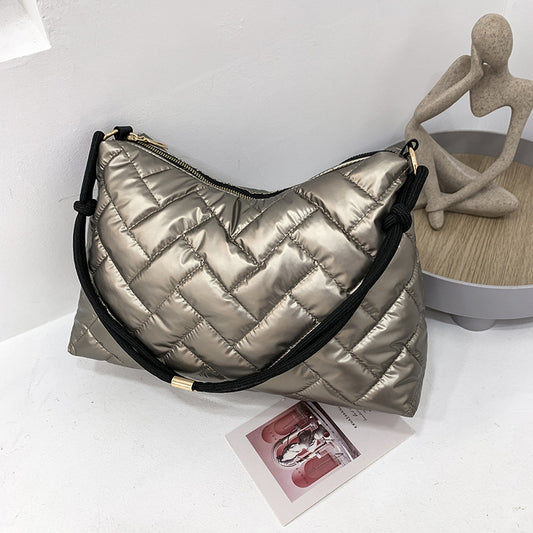 Sac à bandoulière en PU pour femme, décontracté, basique, coutures apparentes, couleur unie, grande capacité