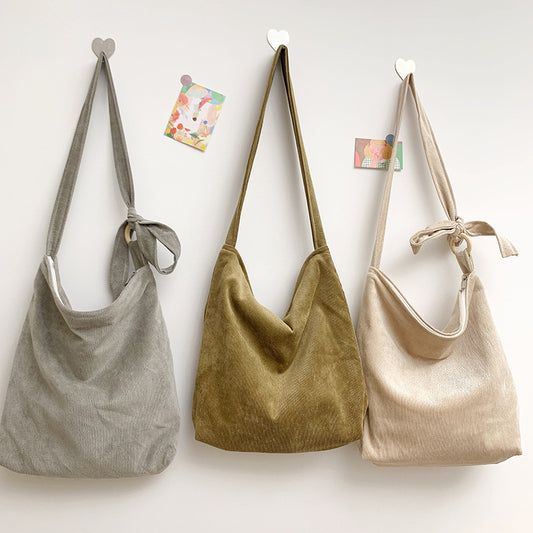 Sac à bandoulière en velours côtelé vintage pour femme, style décontracté, automne et hiver