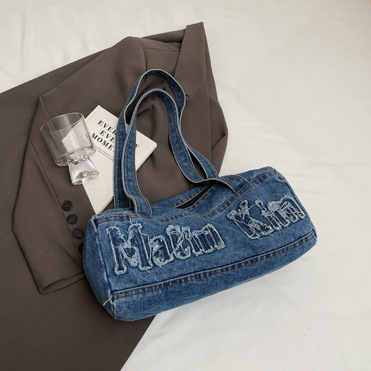 Sacs à main vintage en denim avec broderies et lettres