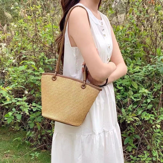 Sac à bandoulière tissé à cordon pour femme, mode été, vacances, plage