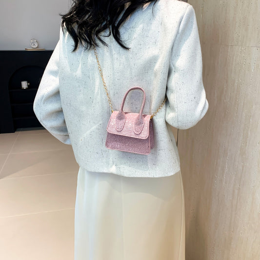 Mini sac bandoulière tendance à chaîne de couleur unie