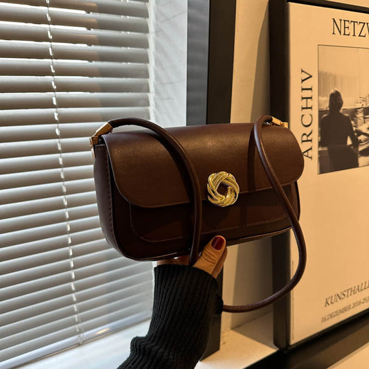 Sac à bandoulière carré décontracté vintage en PU pour femme avec boucle en métal