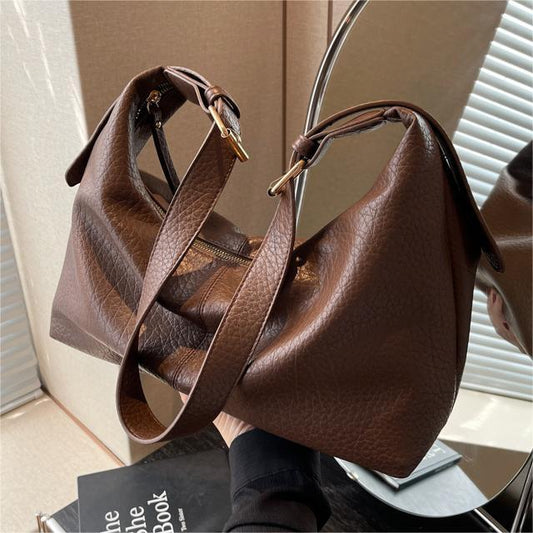 Sac à bandoulière tendance de grande capacité pour femme, couleur unie