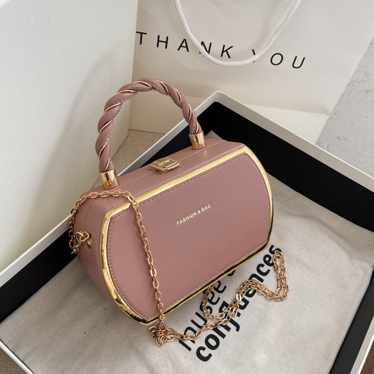 Women Fashion Twist Buckle Design PU Crossbody Bag