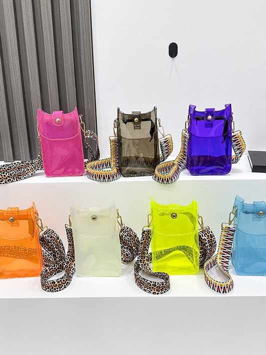 Sac à bandoulière transparent en PVC couleur bonbon pour femme, tendance été