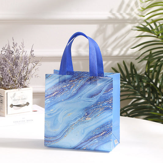 Marble Pattern Tote Bag Non-Woven Waterproof Printed Shopping Tote Organizer