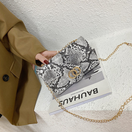 Sac messager tendance en peau de serpent pour femme