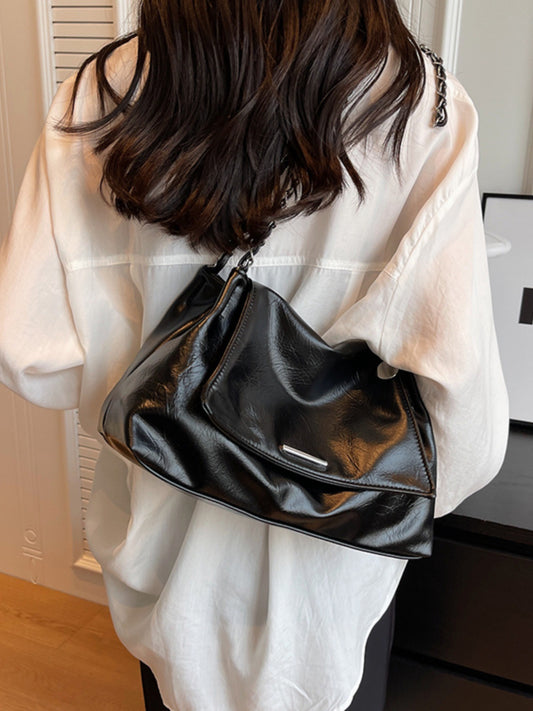 Sac à bandoulière décontracté de grande capacité pour femme, couleur unie