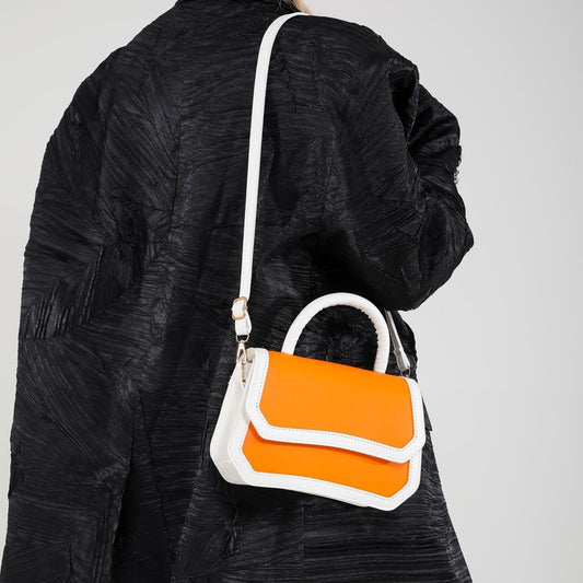Simple Contrast Flip-On Shoulder Bag