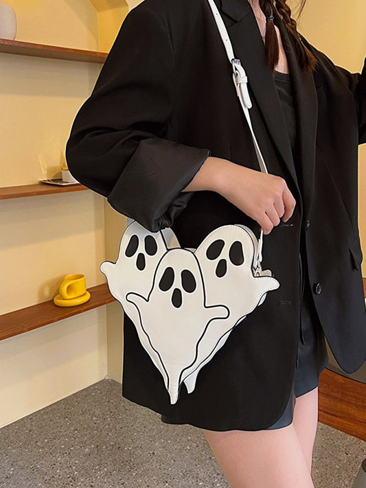 Sac à bandoulière gothique créatif Halloween avec motif de crâne fantôme