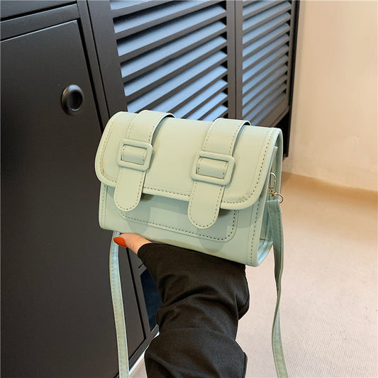 Women Fashionable Simple Belt Buckle Flap Square Crossbody Bag