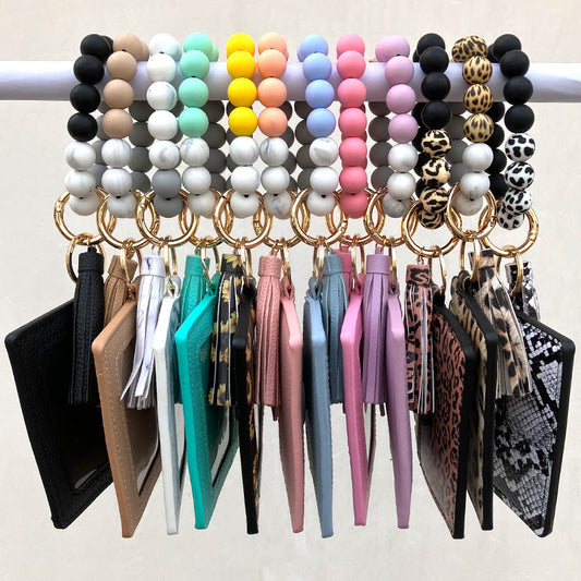 Women Fashion Beaded Pu Tassel Coin Purse