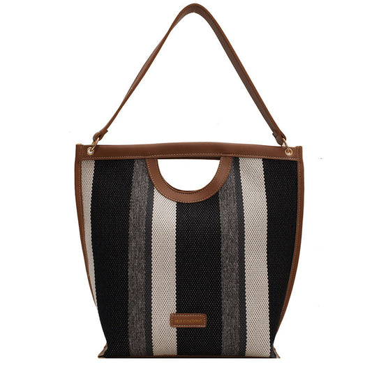 Women Fashion Canvas Stripe Shoulder Bag