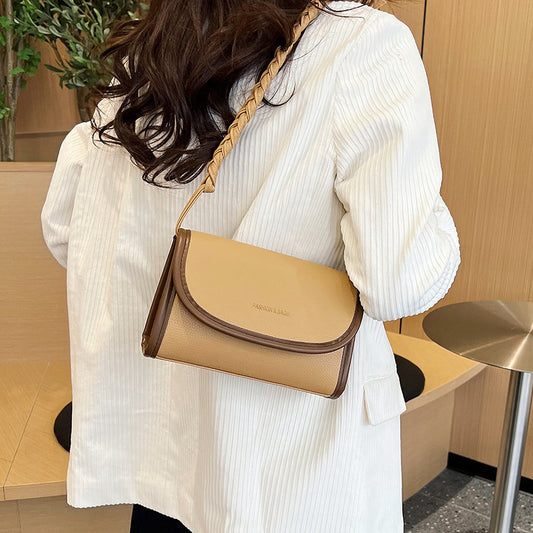 Women Simple Solid Color Block Square Flap PU Crossbody Bag