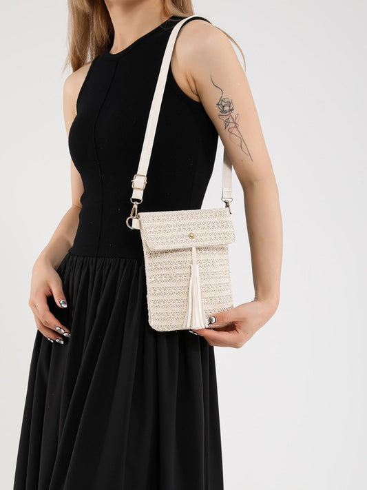 Mini sac bandoulière tendance en paille