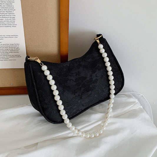 Sac à bandoulière carré simple avec chaîne en perles pour femme
