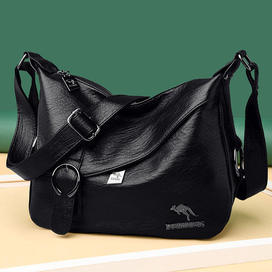 Sac à bandoulière en cuir PU souple vintage simple pour femme