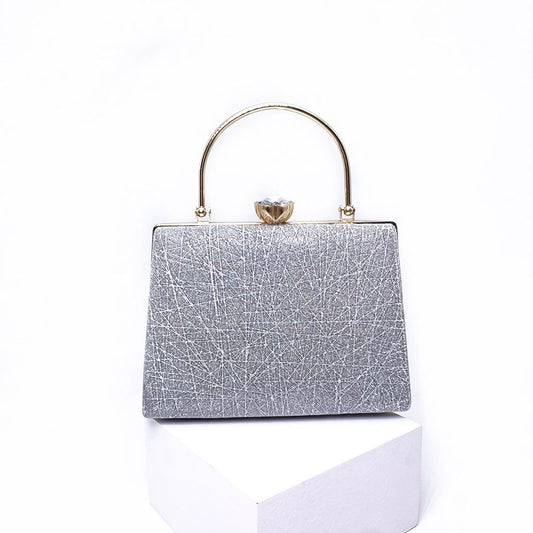 Women Chic Rhinestone Inlay Decoration Clutch Square Evening Handle Bag