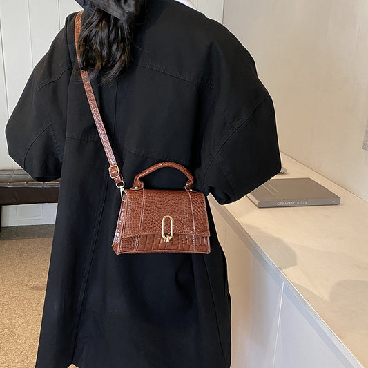 Sac à bandoulière tendance à motif pierre de couleur unie