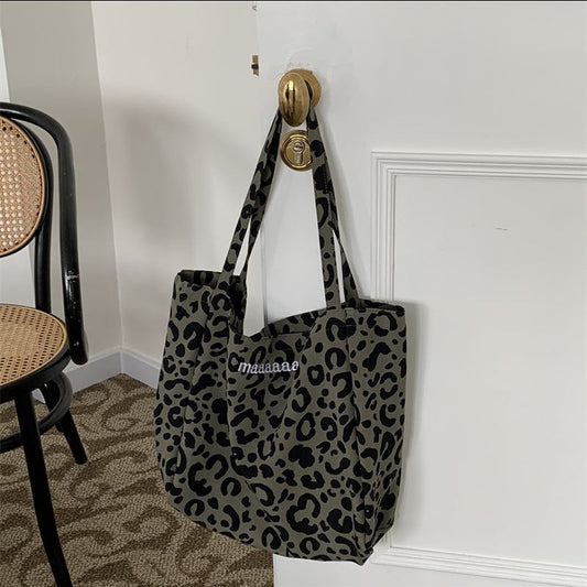 Women Leopard Print Large Capacity Tote Shopping Bag