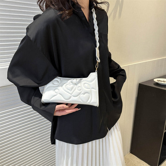 Sac à main tendance en forme de cœur pour femme, couleur unie