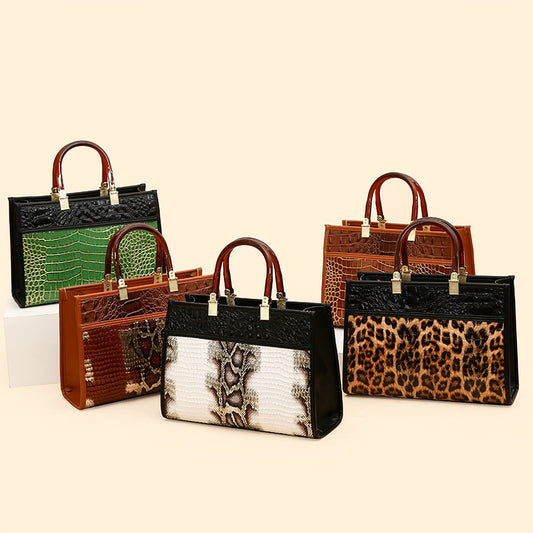 Classic Crocodile Print Large Capacity Handbags