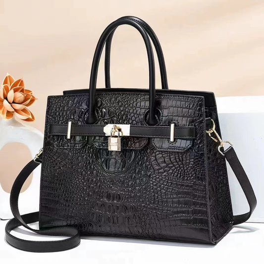 Women Vintage Crocodile Print Large Capacity Handbags